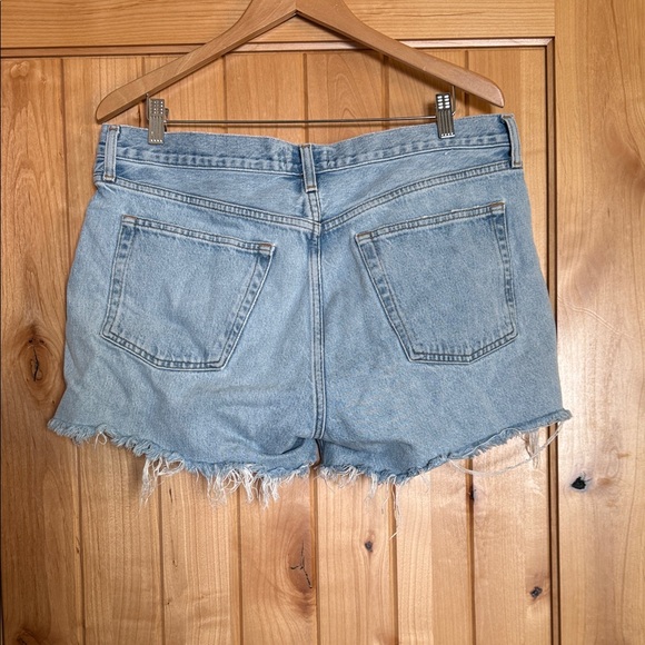 Agolde Parker (long) Light Blue Frayed Denim Shorts (31) - Picture 2 of 3